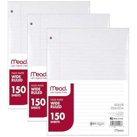 Mead Notebook Filler Paper, Wide Ruled, PK450 15103